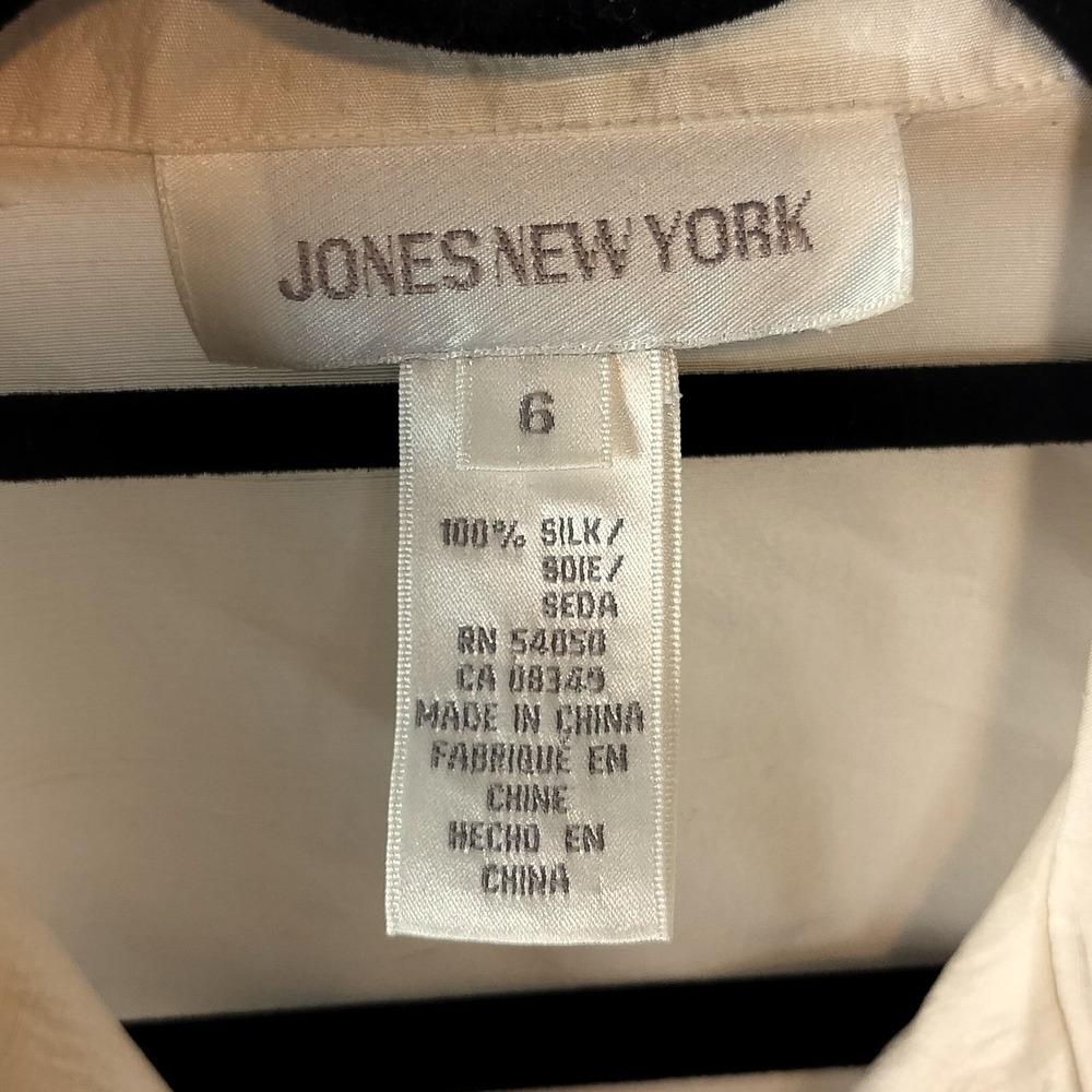 Vintage Jones New York 100% Silk Boxy Button Down Shirt Cream Ivory Womens 6 - Picture 5 of 5